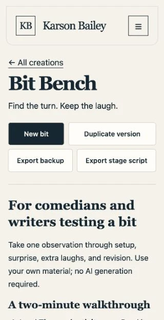 Bit Bench comedy writing workspace